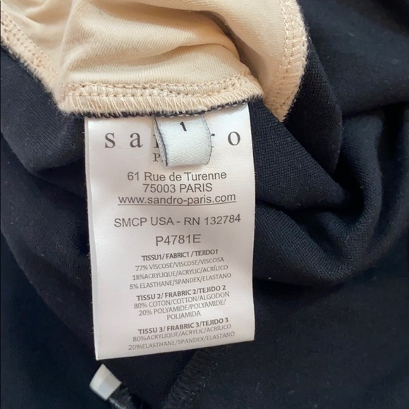 Sandro black leggings with lace side panels sz 1 - Picture 4 of 7